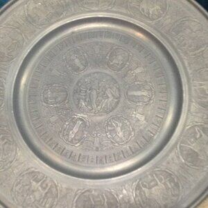 VINTAGE Pewter European, 15.5" Diam, Spiritual, Astrologic, Roman, QuietLux